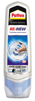 Aplicación de silicona Pattex Re-New en juntas de baño